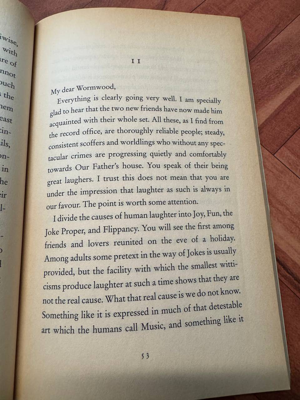 『The Screwtape Letters』第11書簡の冒頭。「steady, consistent scoffers and worldlings who without any spectacular crimes are progressing quietly and comfortably towards Our Father’s house」という一節が見える
